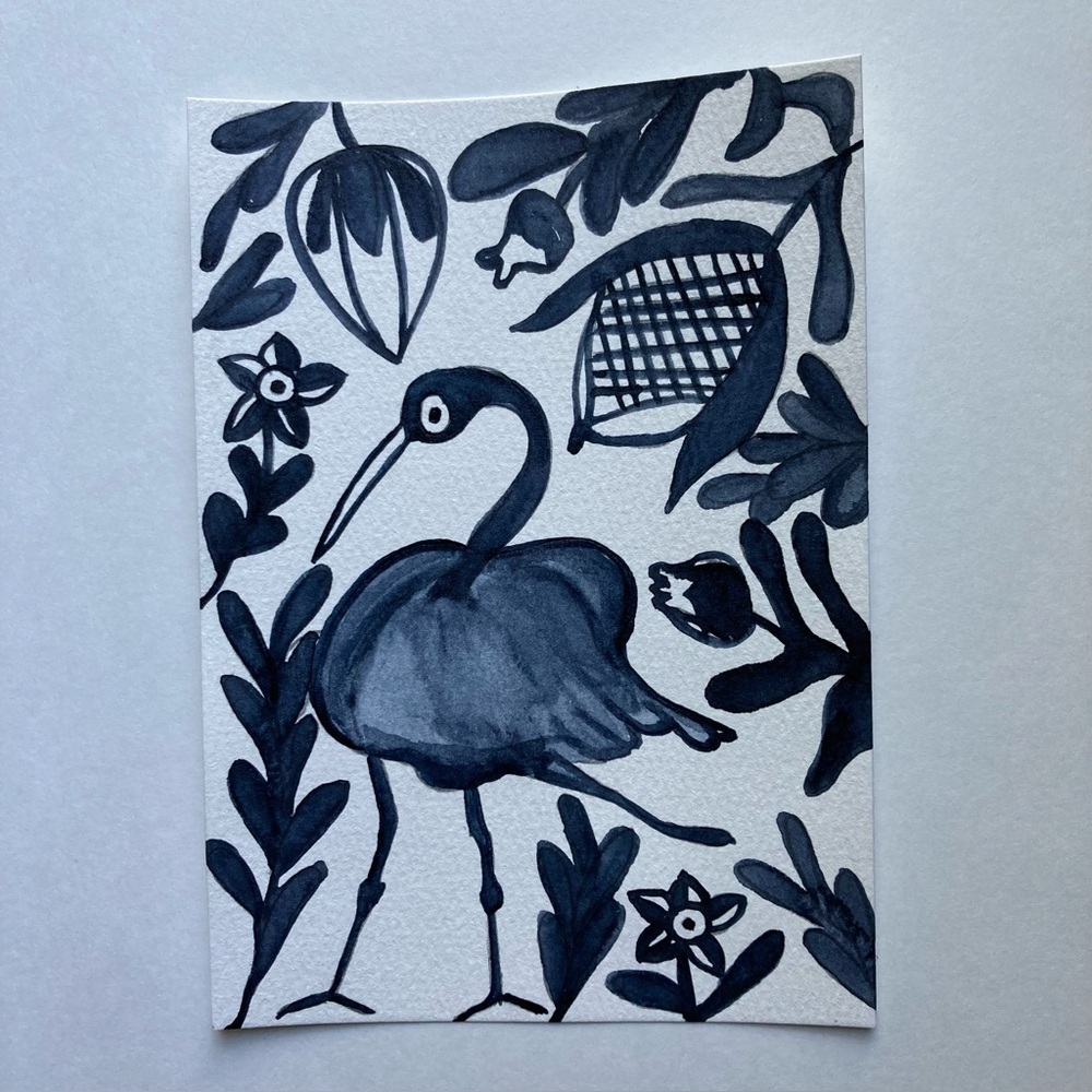 Watercolor Bird & Floral Art